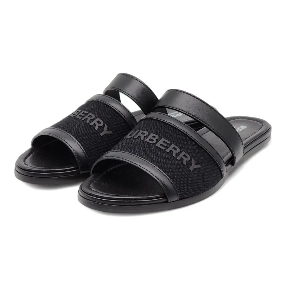 Burberry Honour Canvas and Leather Flat Sandals in Black $680 - Picture 2 of 8